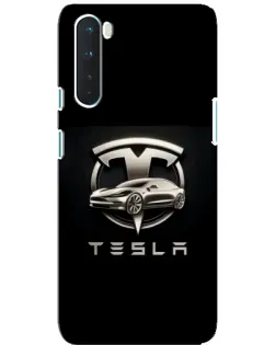 Чехол для OnePlus Nord с картинкой «Tesla — серебристое авто»