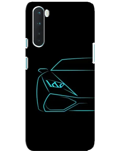 Чехол для OnePlus Nord с картинкой «Голубой силуэт Lamborghini»