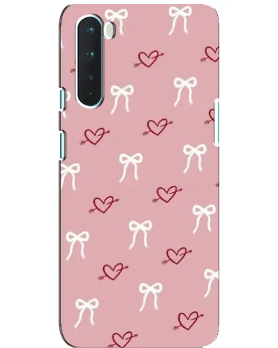 Чехол для OnePlus Nord с картинкой «Сердца и банты»