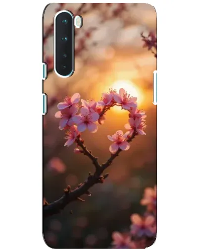 Чехол для OnePlus Nord с картинкой «Розовый цвет сердце на фоне заката»