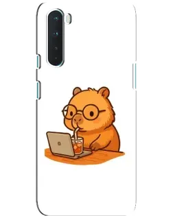 Чехол для OnePlus Nord с картинкой «Капибара с ноутбуком»