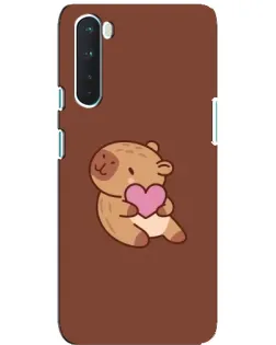 Чехол для OnePlus Nord с картинкой «Капибара с сердцем»