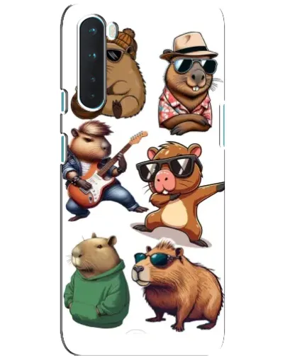 Чехол для OnePlus Nord с картинкой «Крутые капибары музыканты»