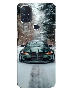 Чехол для OnePlus Nord 10 5G с картинкой «BMW в зимнем лесу»