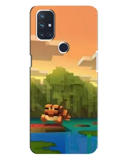Чехол для OnePlus Nord 10 5G с картинкой «Майнкрафт закат солнца»