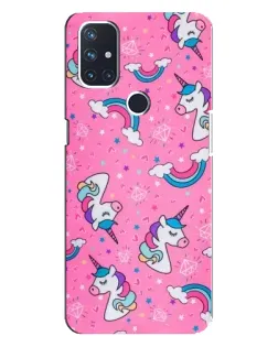 Чехол для OnePlus Nord 10 5G с картинкой «Unicorn паттерн розовый»
