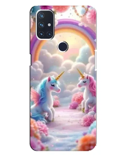 Чехол для OnePlus Nord 10 5G с картинкой «Радуга и единороги»