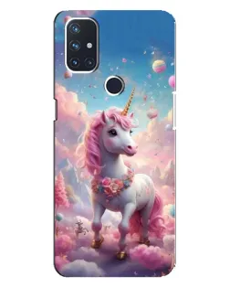 Чехол для OnePlus Nord 10 5G с картинкой «Единорог среди облаков»
