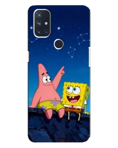 Чехол для OnePlus Nord 10 5G с картинкой «Губка Боб и Патрик ночью»