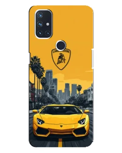 Чехол для OnePlus Nord 10 5G с картинкой «Желтый Lamborghini город»