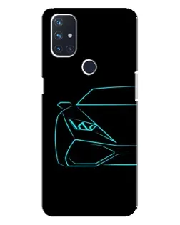 Чехол для OnePlus Nord 10 5G с картинкой «Голубой силуэт Lamborghini»