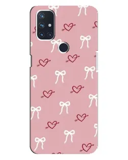 Чехол для OnePlus Nord 10 5G с картинкой «Сердца и банты»