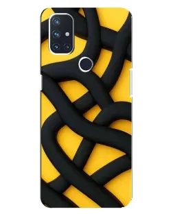 Чехол для OnePlus Nord 10 5G с картинкой «Черное желтое переплетение»