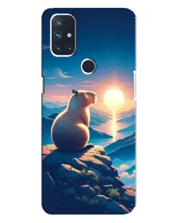 Чехол для OnePlus Nord 10 5G с картинкой «Закат солнца с капибарой»