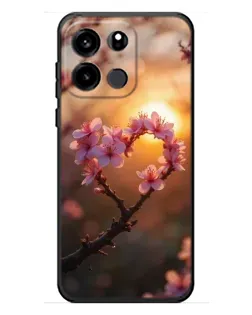 Чохол для OnePlus Turbo 6V з картинкою «Рожевий цвіт  сердечко на тлі заходу»