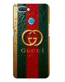 Чехол для OPPO A12 с картинкой «Gucci — фирменная полоса и золото»