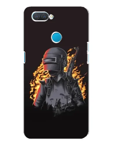 Чехол для OPPO A12 с картинкой «PUBG — огненный силуэт»