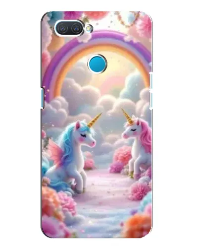 Чехол для OPPO A12 с картинкой «Радуга и единороги»