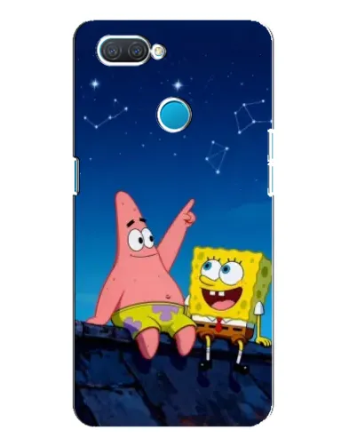 Чехол для OPPO A12 с картинкой «Губка Боб и Патрик ночью»