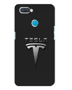Чохол для OPPO A12 з картинкою «Сталевий логотип Tesla»