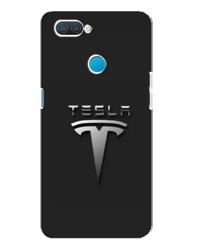 Чохол для OPPO A12 з картинкою «Сталевий логотип Tesla»