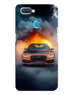 Чехол для OPPO A12 с картинкой «Audi в огненном дыму»