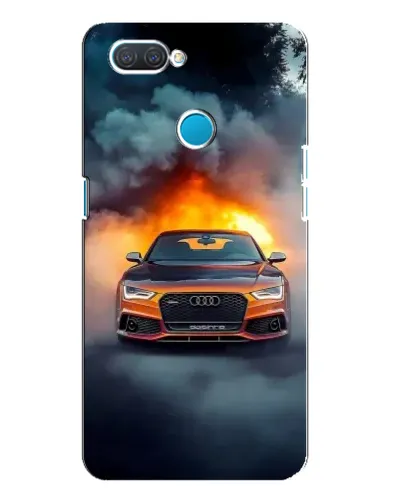 Чехол для OPPO A12 с картинкой «Audi в огненном дыму»