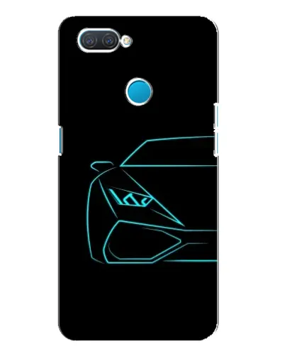Чохол для OPPO A12 з картинкою «Блакитний силует Lamborghini»