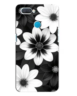 Чехол для OPPO A12 с картинкой «Монохромные астры»
