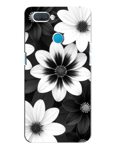 Чехол для OPPO A12 с картинкой «Монохромные астры»