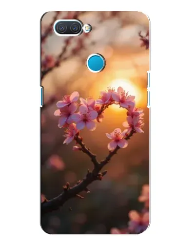 Чехол для OPPO A12 с картинкой «Розовый цвет сердце на фоне заката»