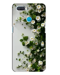 Чехол для OPPO A12 с картинкой «Ветка мелких белых цветов»
