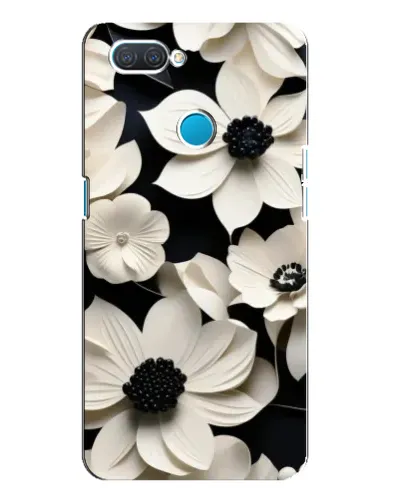 Чехол для OPPO A12 с картинкой «Объемные белые цветы»