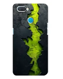 Чехол для OPPO A12 с картинкой «Салатовый разлом скалы»