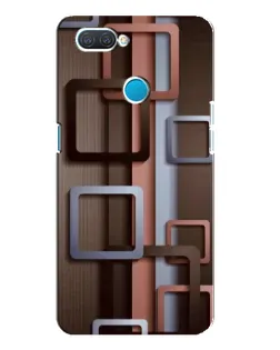 Чехол для OPPO A12 с картинкой «Коричневые объемные квадраты»