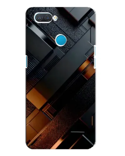 Чехол для OPPO A12 с картинкой «Черные геометрические блоки»