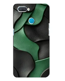 Чехол для OPPO A12 с картинкой «Зеленые кожаные волны»