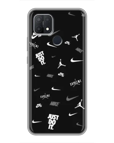 Чехол для OPPO A15 с картинкой «Nike Black Pattern»