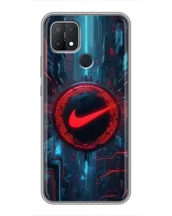 Чехол для OPPO A15 с картинкой «Техногенный стиль Nike»