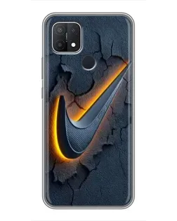 Чехол для OPPO A15 с картинкой «Объемный логотип Найк»