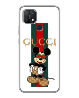 Чехол для OPPO A15 с картинкой «Микки Маус Gucci — полосы»