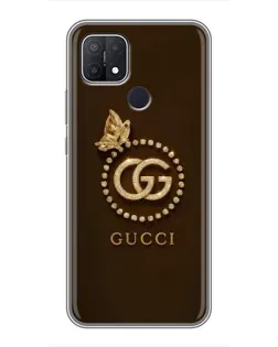 Чехол для OPPO A15 с картинкой «Gucci — золотая бабочка»