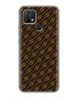 Чехол для OPPO A15 с картинкой «Gucci — золотые диагонали»