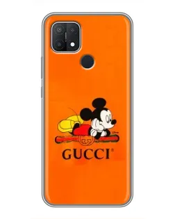 Чехол для OPPO A15 с картинкой «Микки Маус Gucci — оранж»