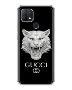 Чехол для OPPO A15 с картинкой «Gucci — серебряный лев»