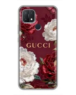 Чехол для OPPO A15 с картинкой «Gucci — бордовые розы»