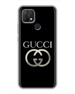 Чехол для OPPO A15 с картинкой «Gucci — золото на черном»