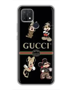Чехол для OPPO A15 с картинкой «Gucci — герои Disney и монограмма»