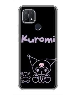 Чехол для OPPO A15 с картинкой «Kuromi — черный минимализм»