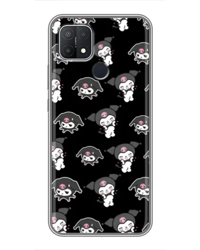 Чехол для OPPO A15 с картинкой «Черный паттерн Kuromi»